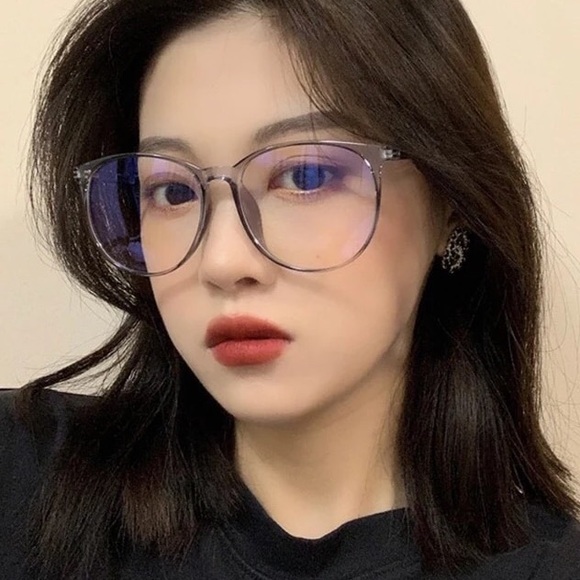 Glass frames optical transparent blue light blocking glasses computer round - Picture 8 of 16